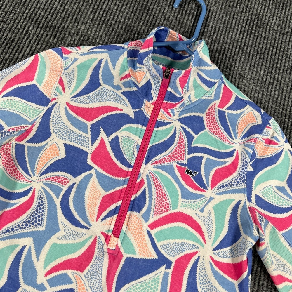 Vineyard Vines Performance Pullover Shirt Womens XS Extra Small Blue Floral Long